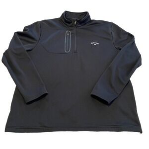 Callaway Golf 1/4 Zip Pullover Jacket Mens Size X-Large Black Fleece Lined